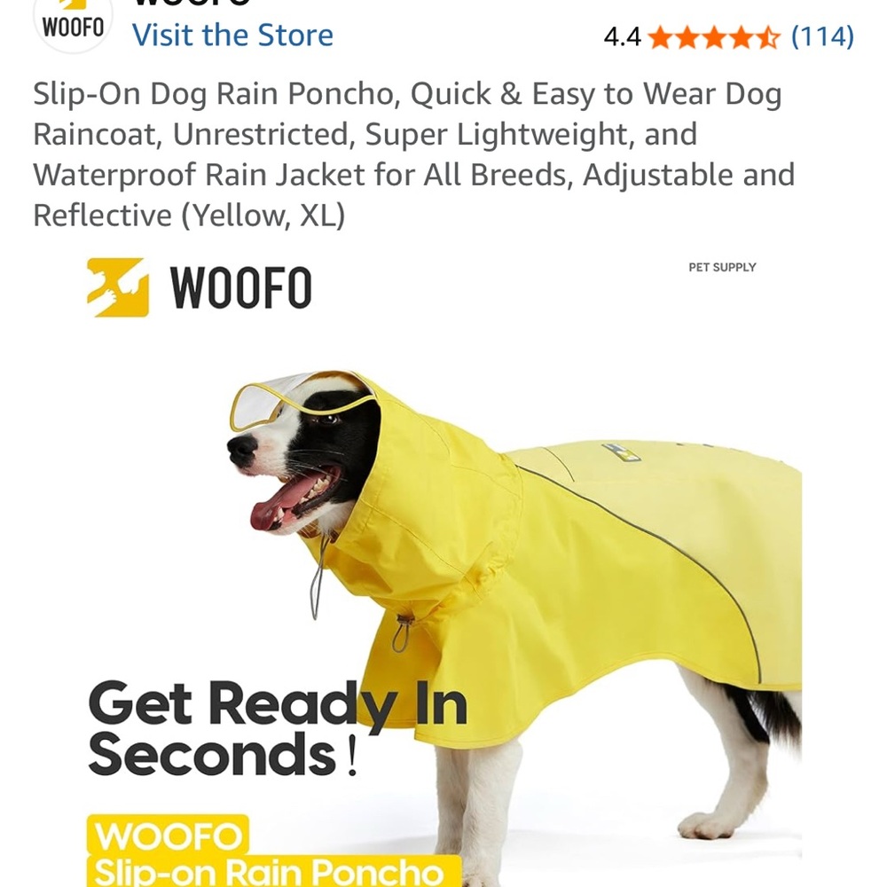 Yellow Dog Rain Poncho XL NEW